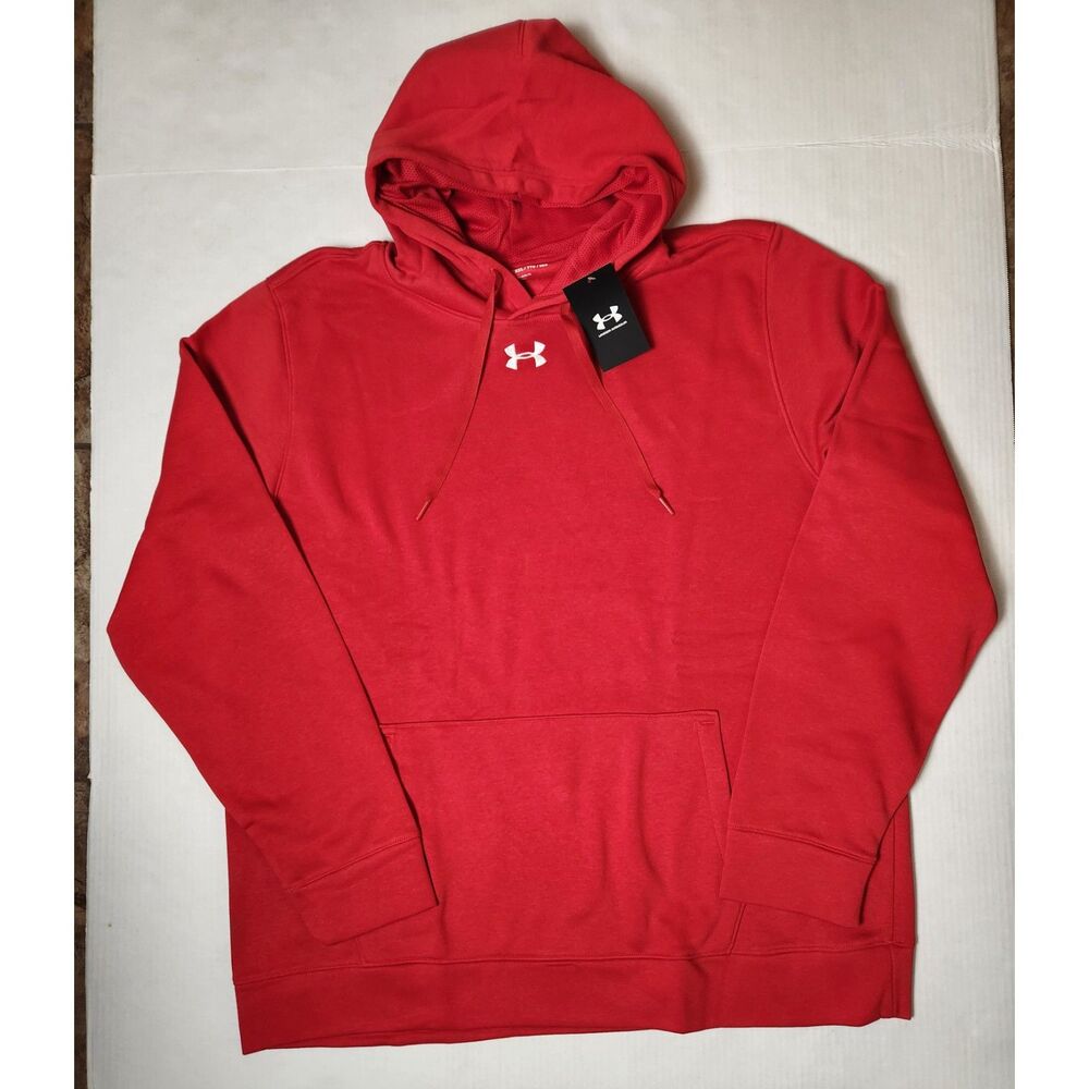 Under Armour Loose Fit Cotton Blend Hoodie Men's XXL Red
